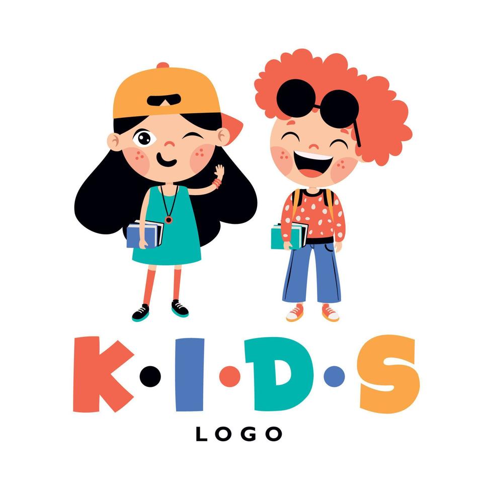 Flat Logo Template For Children vector
