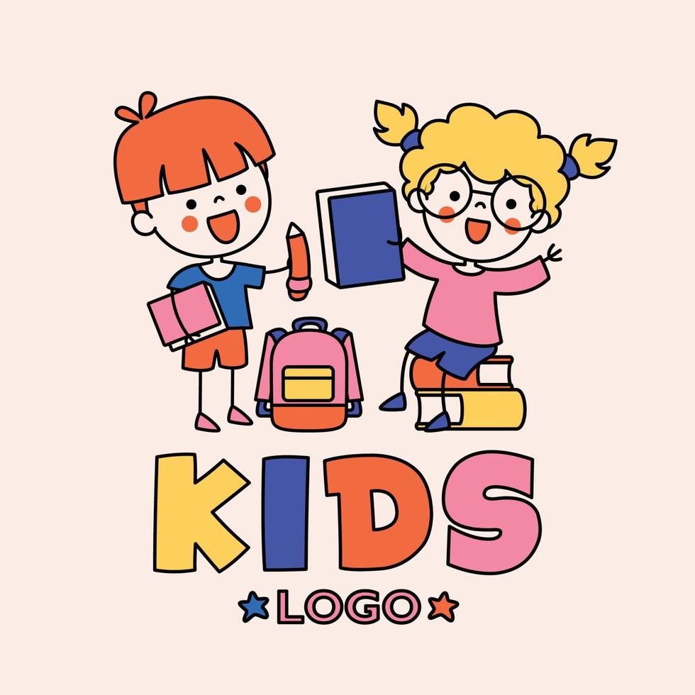 Flat Logo Template For Children vector