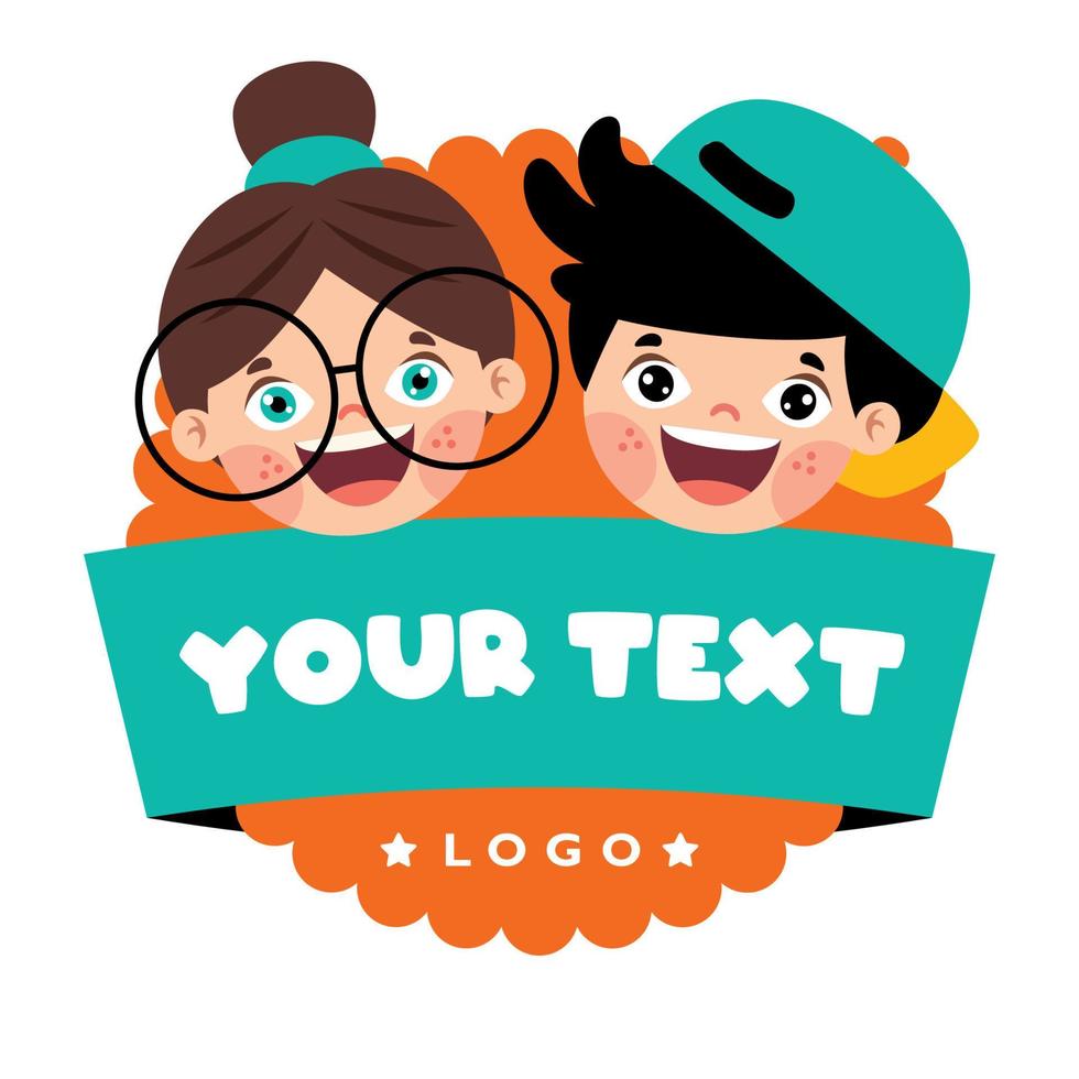 Flat Logo Template For Children vector