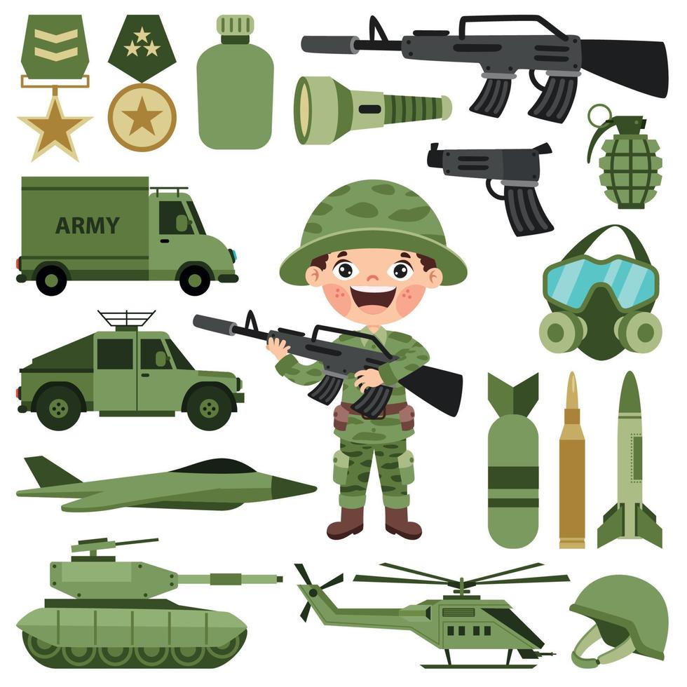 Set Of Various Army Elements vector