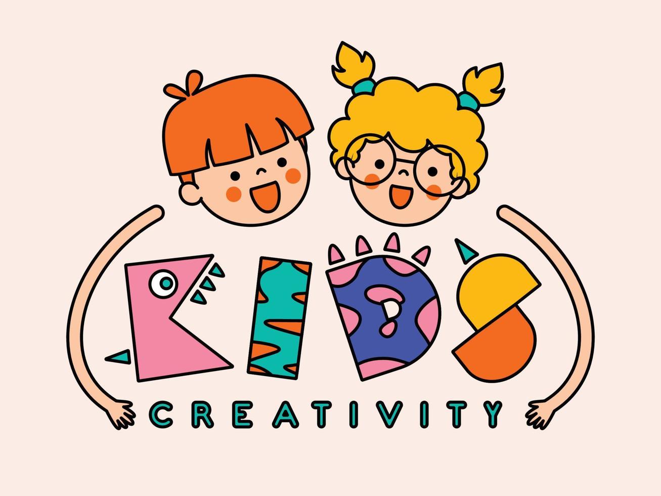 Flat Logo Template For Children vector