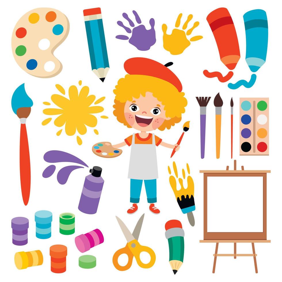 Set Of Various Painting Elements vector