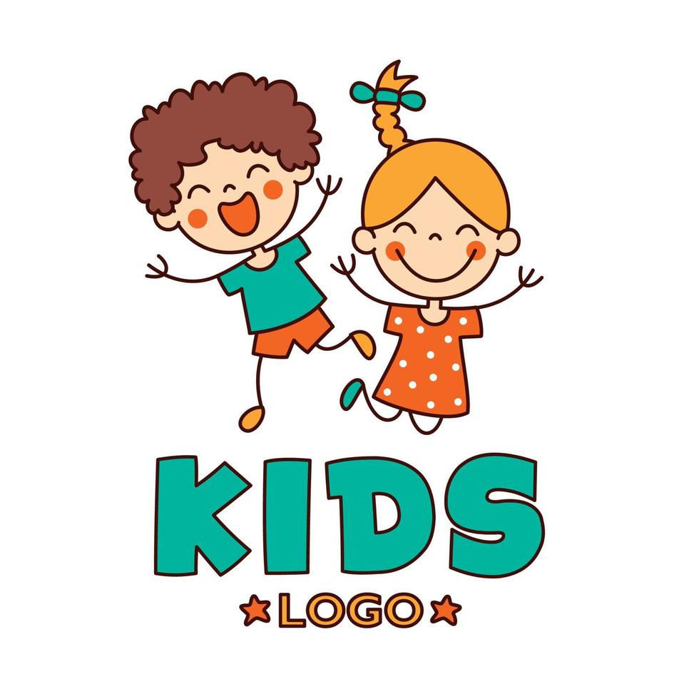 Flat Logo Template For Children vector