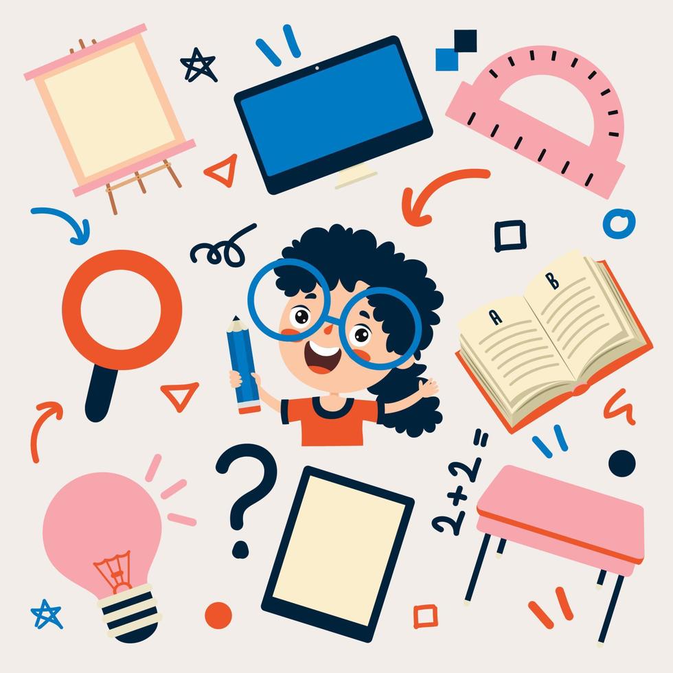 Education Concept With Cartoon Students vector