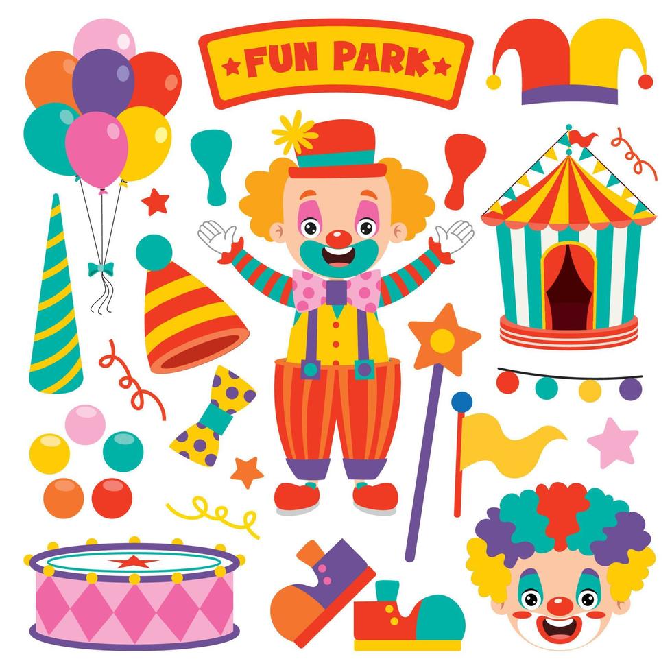 Set Of Various Clown Elements vector