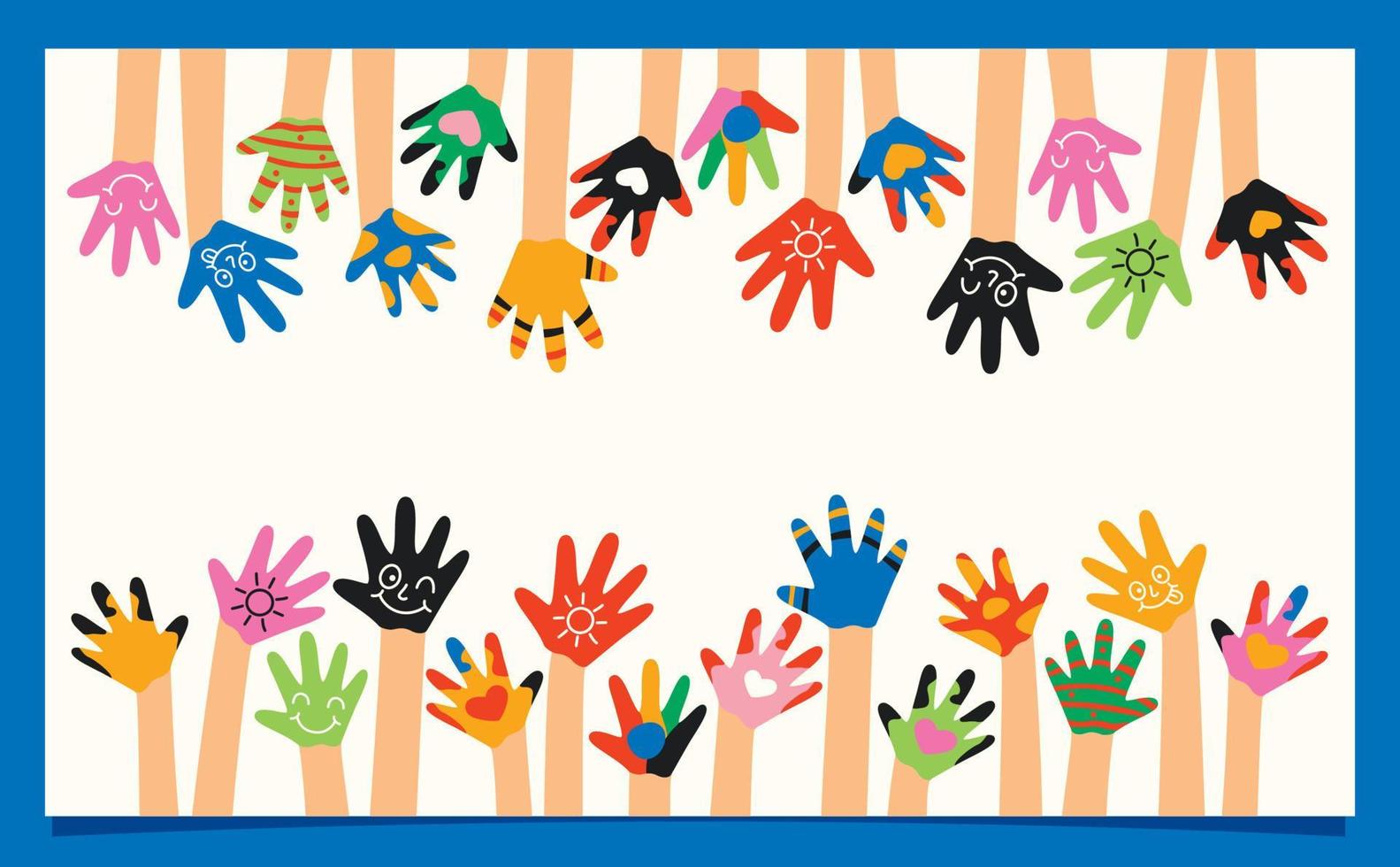 Colorful Painted Hands Of Little Children vector