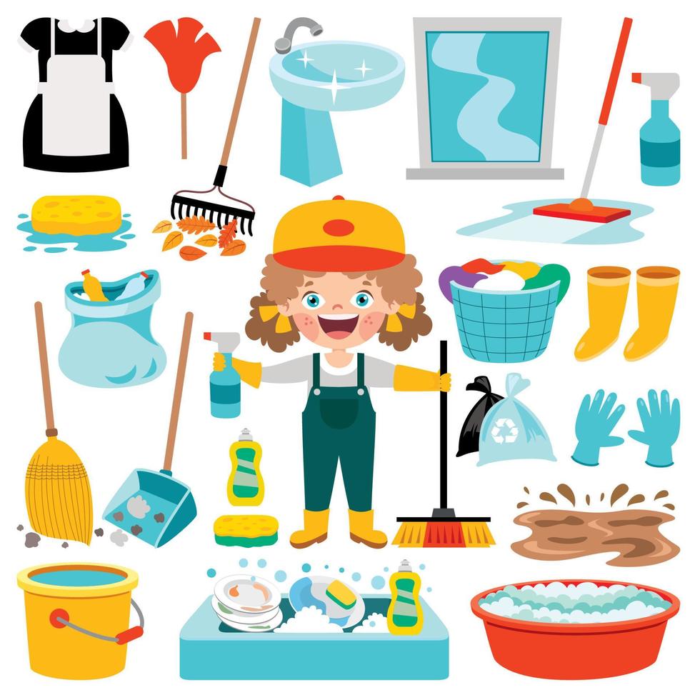 Set Of Various Cleaning Elements vector