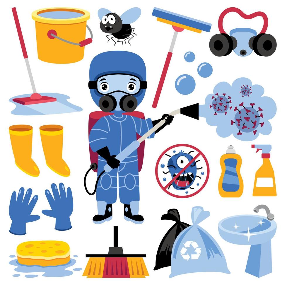 Set Of Various Disinfection Elements vector