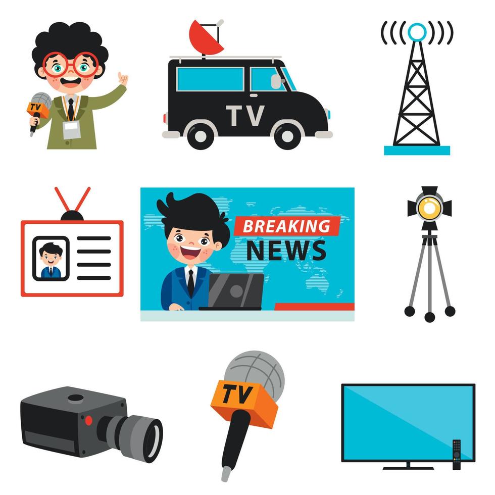 Set Of Various Broadcasting Elements vector