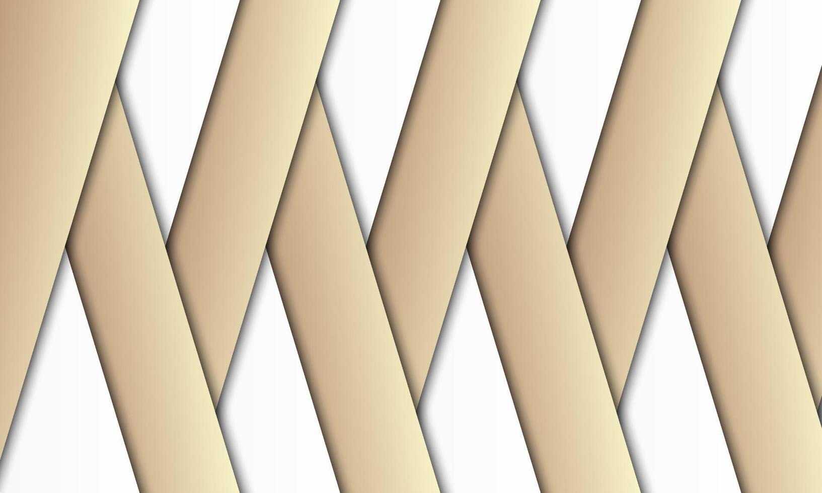 Luxury white and bronze stripes with shadows background. vector
