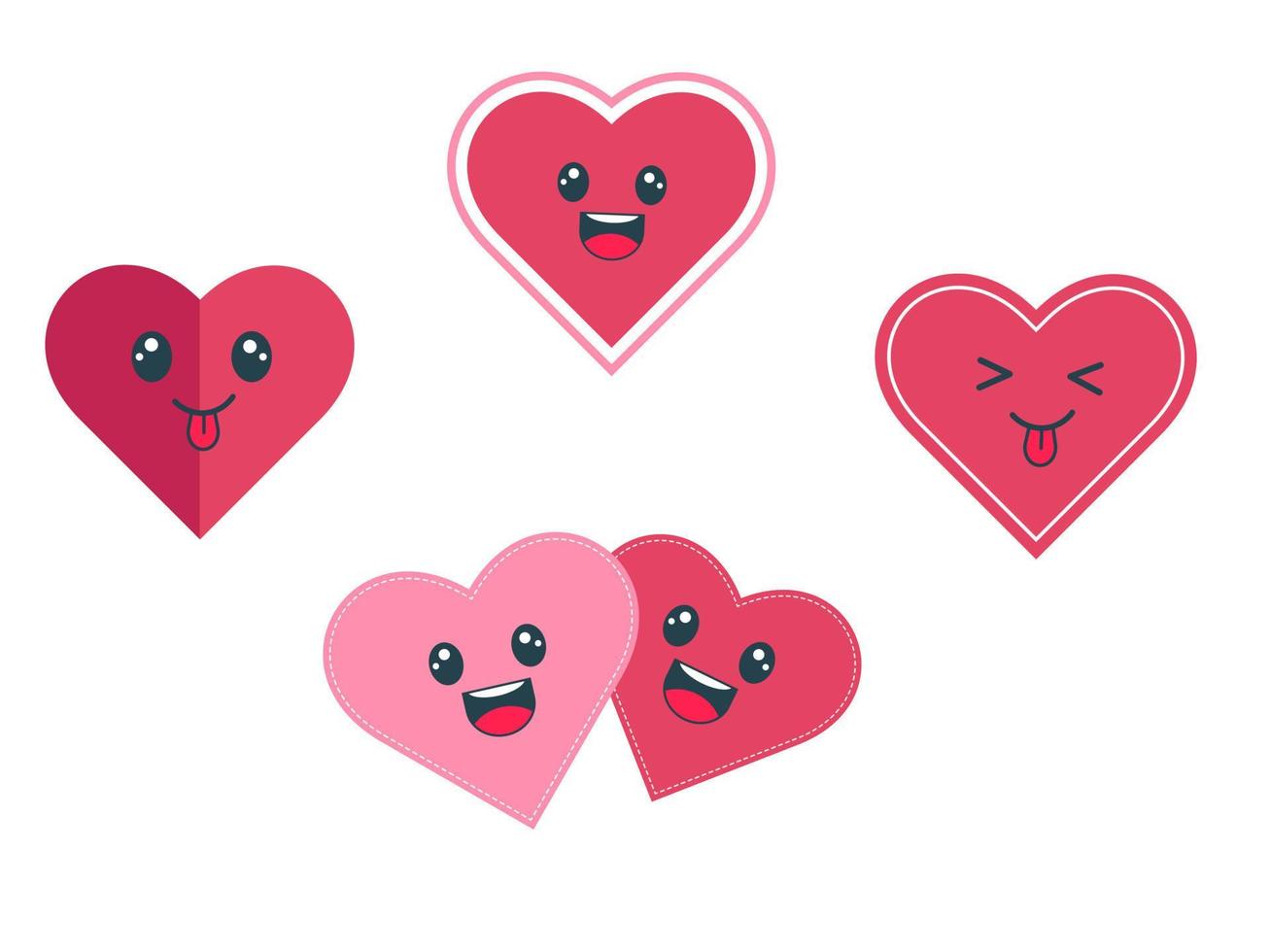 diseño plano, hecho con sellos de amor. corazón, amor, romance o día de san valentín. ilustración vectorial vector