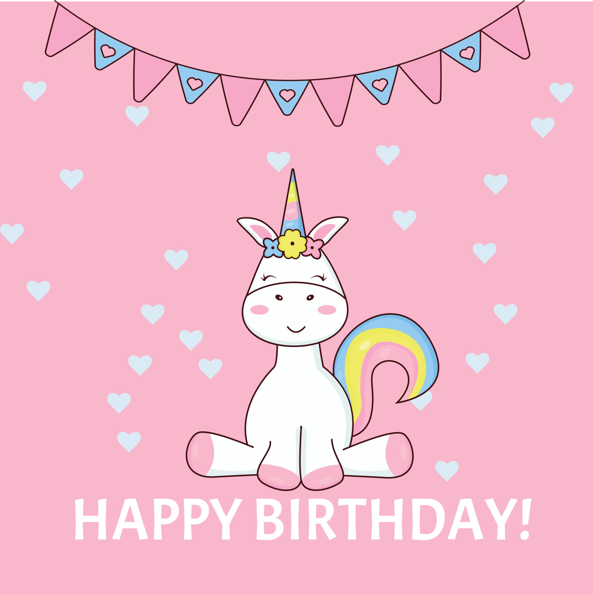 Unicorn birthday card with pink background 13439928 Vector Art at Vecteezy