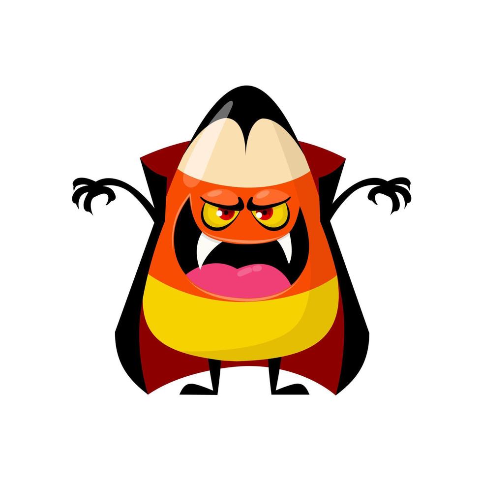 Vector illustration, candy corn vampire character, as a poster or template, national candy corn day or Halloween day.