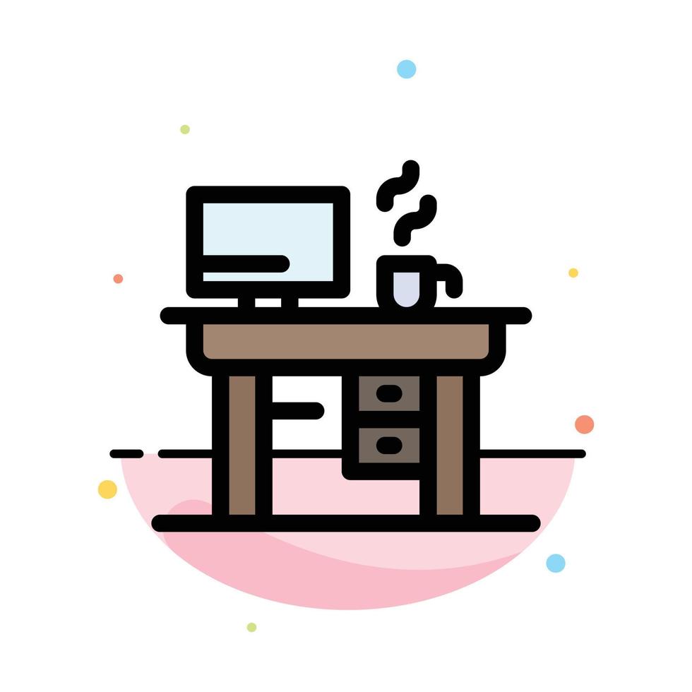 Job Laptop Office Working Abstract Flat Color Icon Template vector