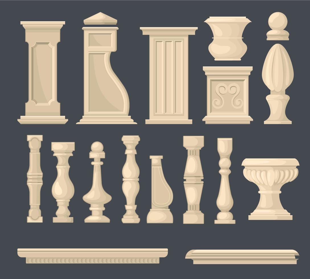 Medieval Balusters Column Set vector