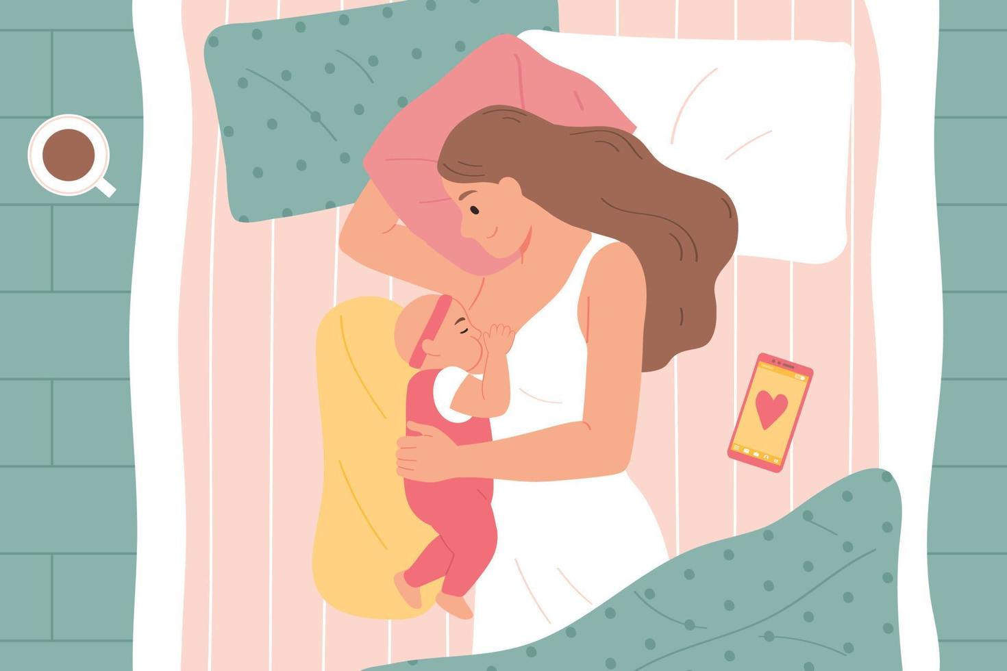 Flat Breastfeeding Composition vector