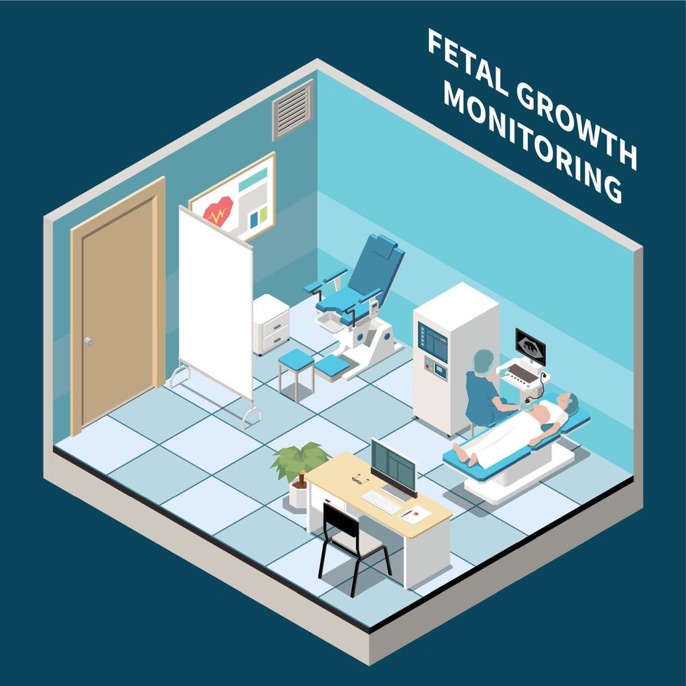 Fetal Growth Monitoring Isometric Composition vector