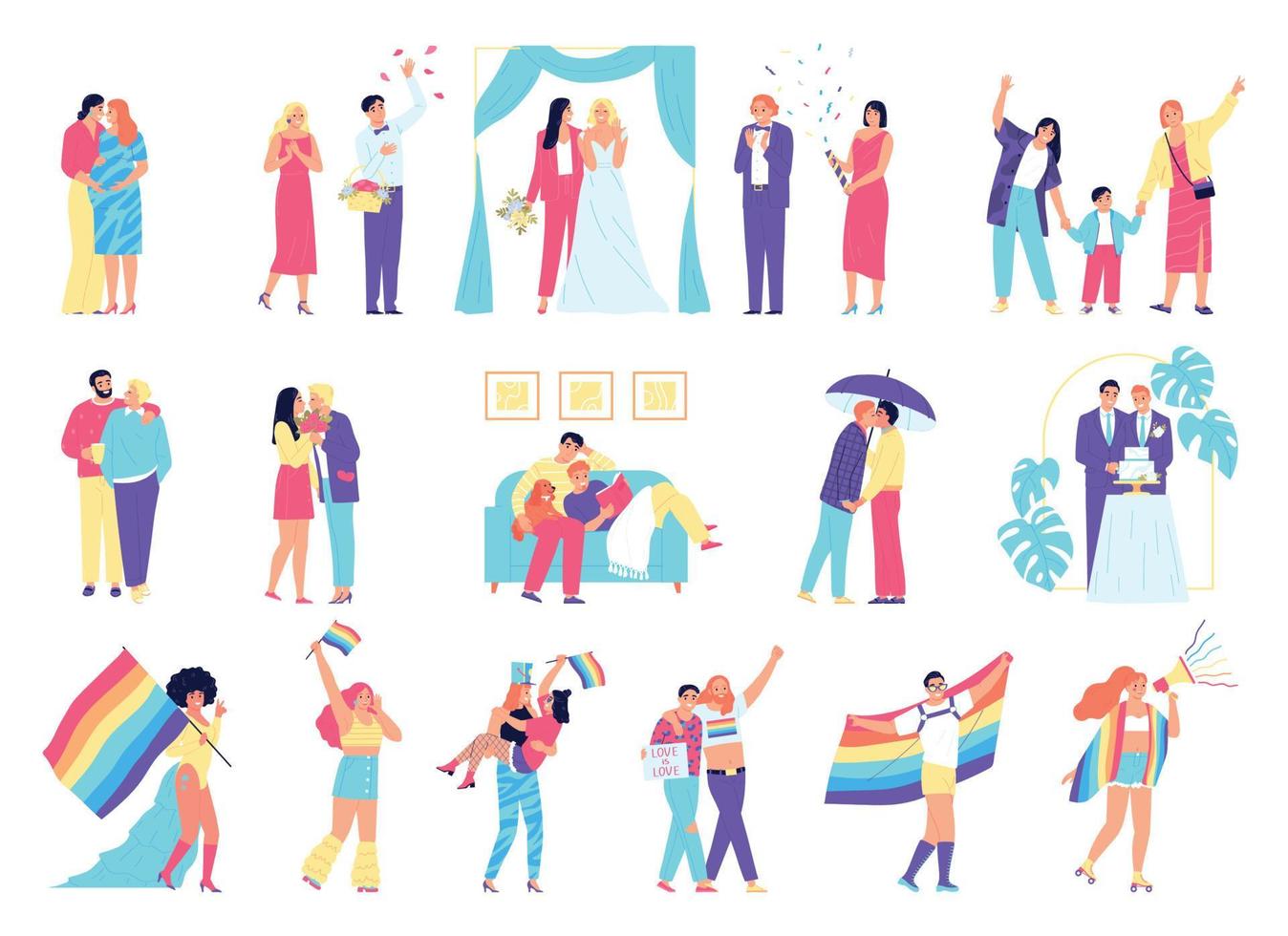 conjunto de iconos lgbt vector