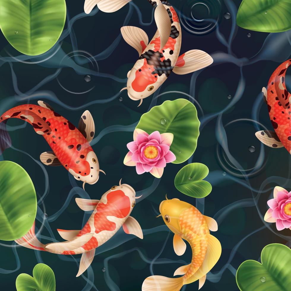 Realistic Lake Fishes Background vector