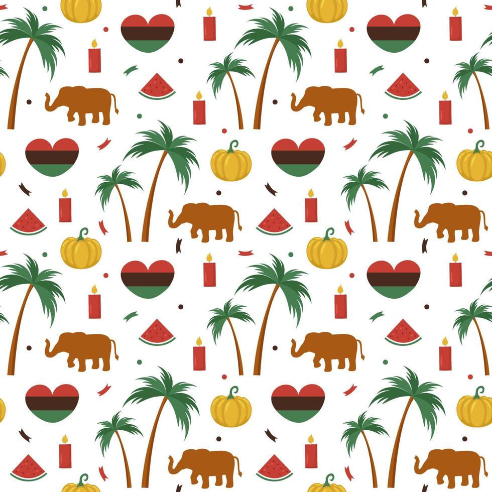 Happy Kwanzaa Holiday African Seamless Pattern Design with Festival Style Element on Template Hand Drawn Cartoon Flat Illustration vector