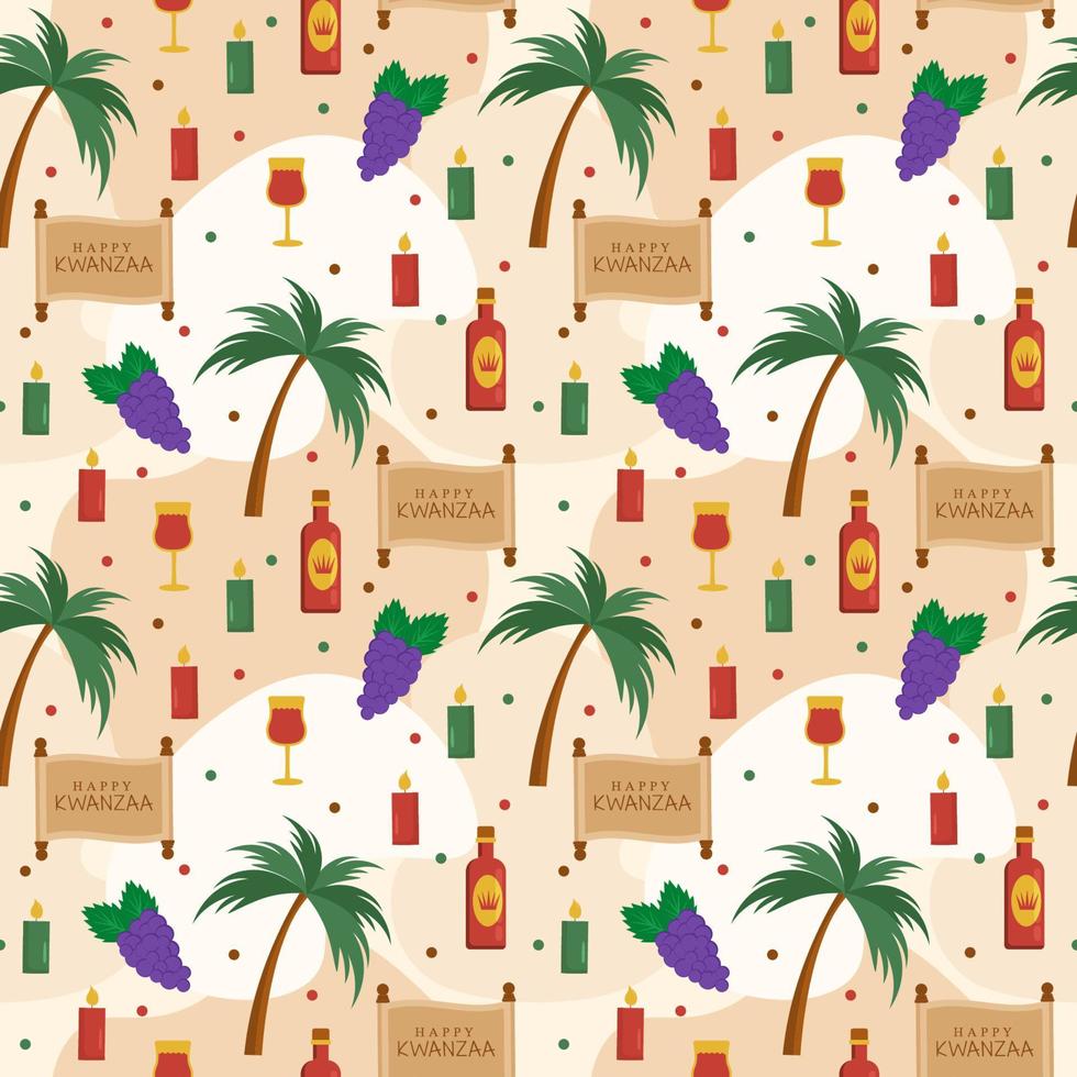 Happy Kwanzaa Holiday African Seamless Pattern Design with Festival Style Element on Template Hand Drawn Cartoon Flat Illustration vector