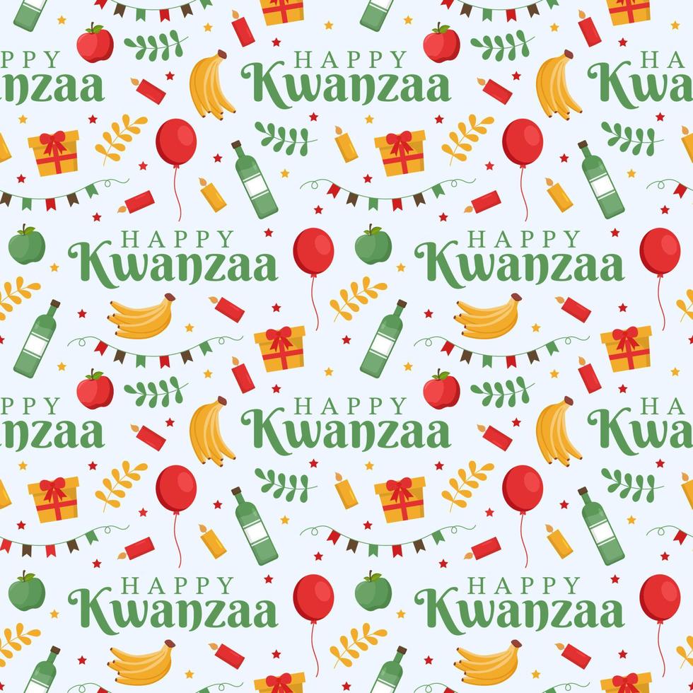 Happy Kwanzaa Holiday African Seamless Pattern Design with Festival Style Element on Template Hand Drawn Cartoon Flat Illustration vector