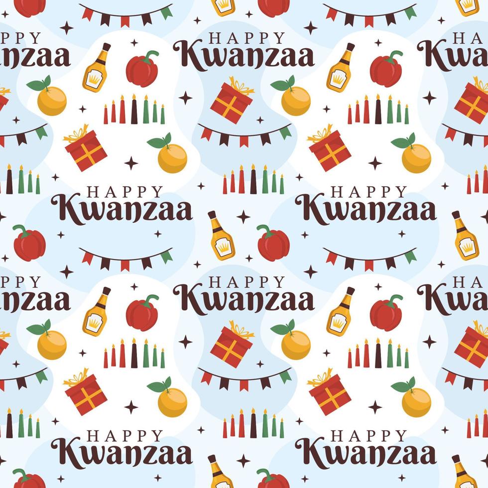 Happy Kwanzaa Holiday African Seamless Pattern Design with Festival Style Element on Template Hand Drawn Cartoon Flat Illustration vector