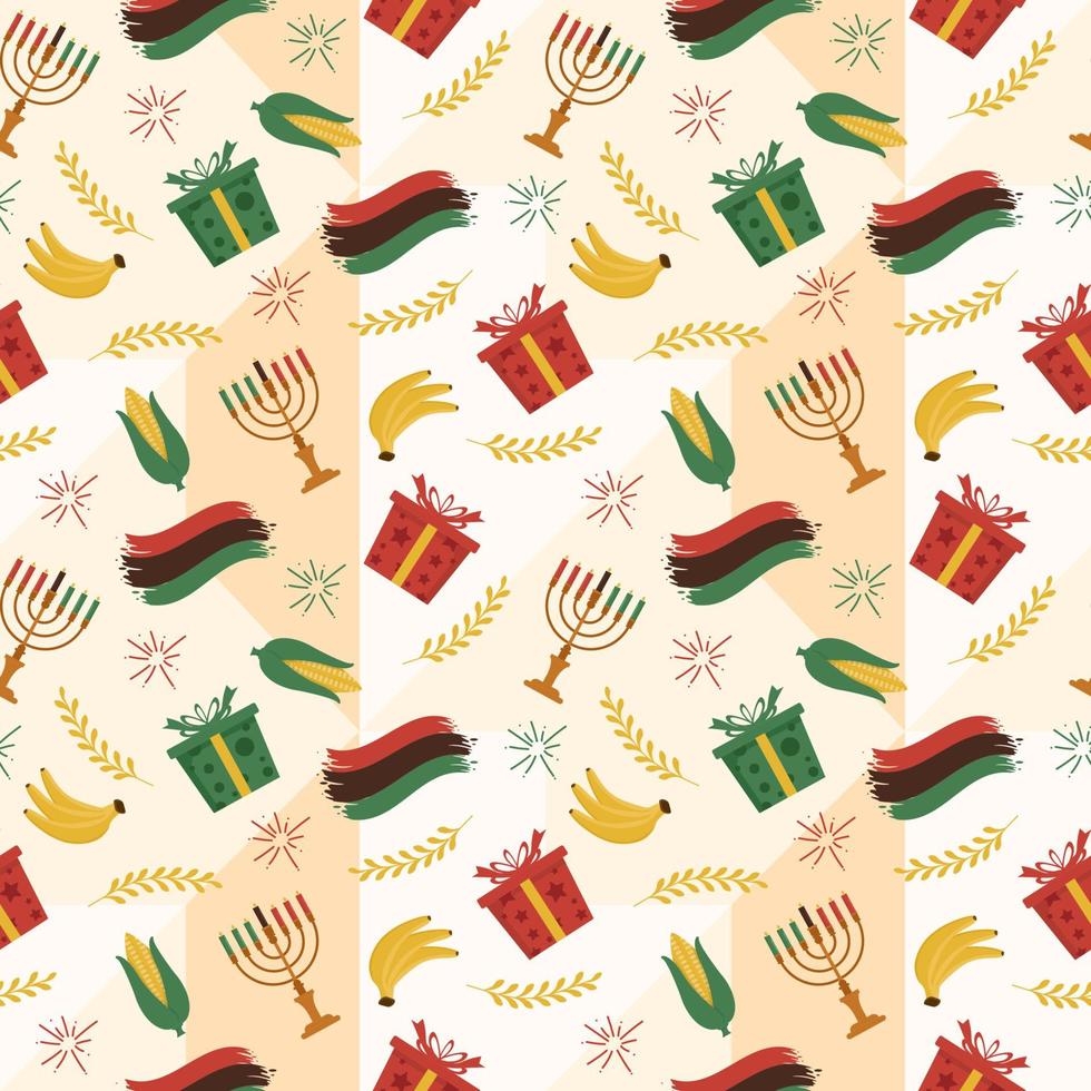 Happy Kwanzaa Holiday African Seamless Pattern Design with Festival Style Element on Template Hand Drawn Cartoon Flat Illustration vector