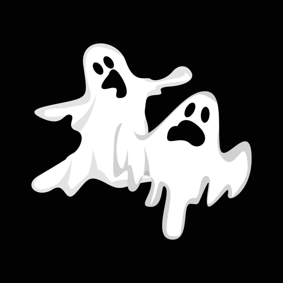 Ghost Logo Design, Halloween Icon, Halloween Costume Illustration, Celebration Banner Template vector