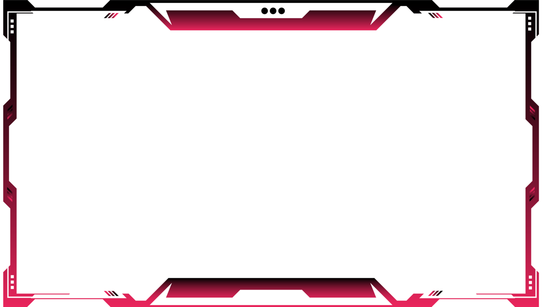 Futuristic gaming overlay PNG with creative shapes. Live streaming overlay design with red and white color shapes. Streaming overlay frame and screen interface decoration for online gamers.