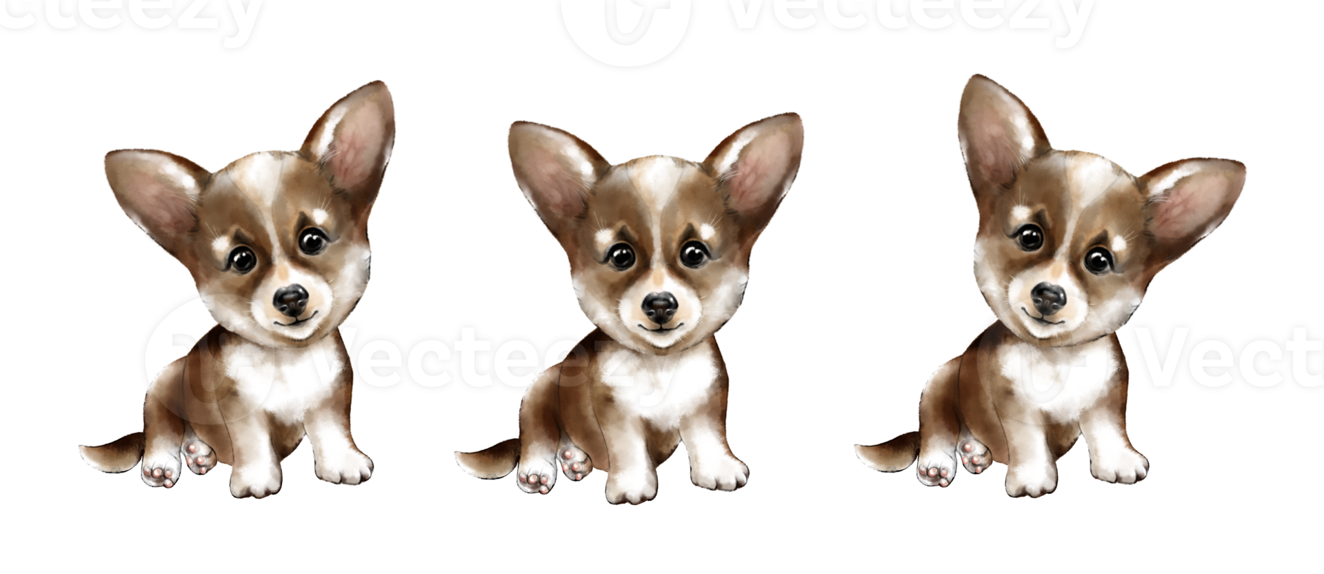 Cute watercolor corgi puppy. Made by hand. White background. Corgi dog. png