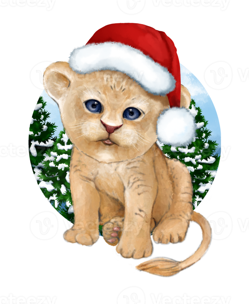 Free dibujos animados lindo cachorro de león en un sombrero de año nuevo  acuarela pintada a mano ilustración de año nuevo se puede utilizar para  juegos infantiles o carteles infantiles en un