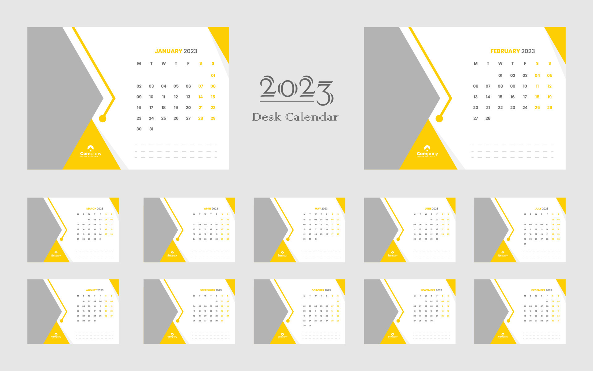 Desk Calendar 2023 Template 13440775 Vector Art at Vecteezy