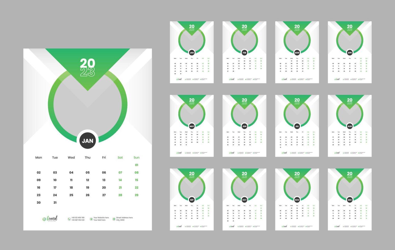 diseño de plantilla de calendario de pared 2023 vector