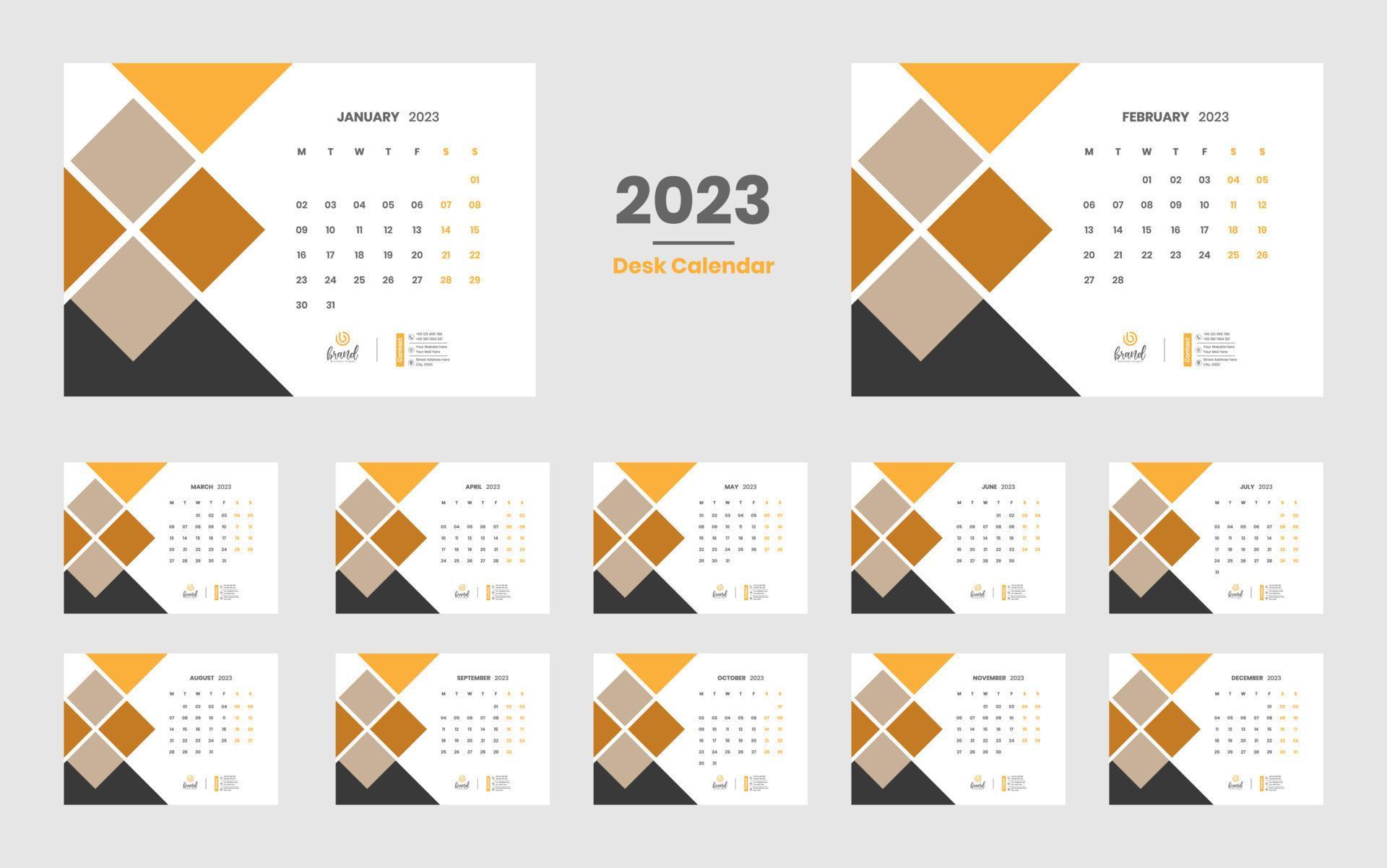Desk Calendar 2023 Template 13440783 Vector Art at Vecteezy
