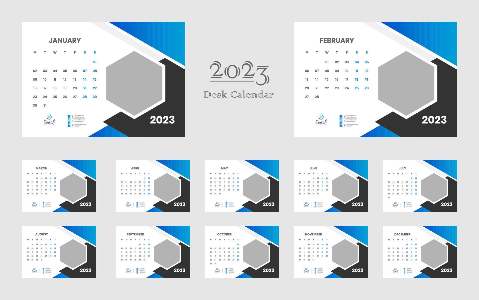Desk Calendar 2023 Template 13440786 Vector Art at Vecteezy