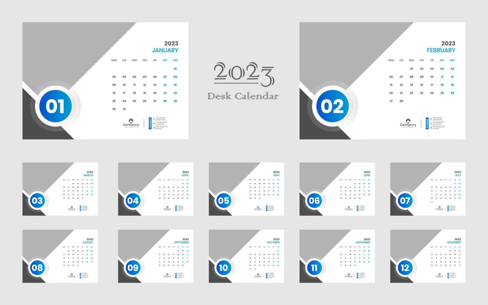 Desk Calendar 2023 Template vector