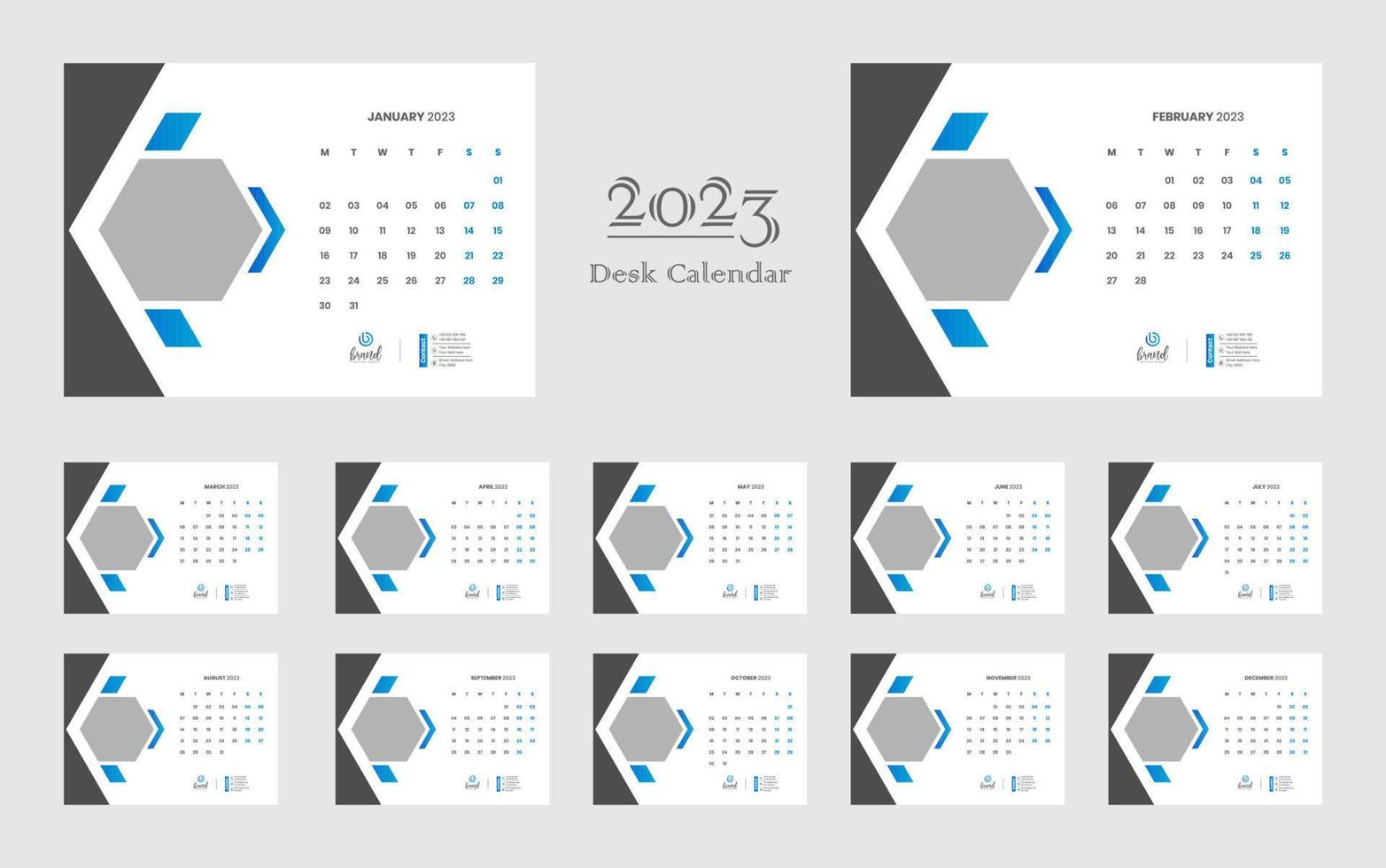 Desk Calendar 2023 Template vector