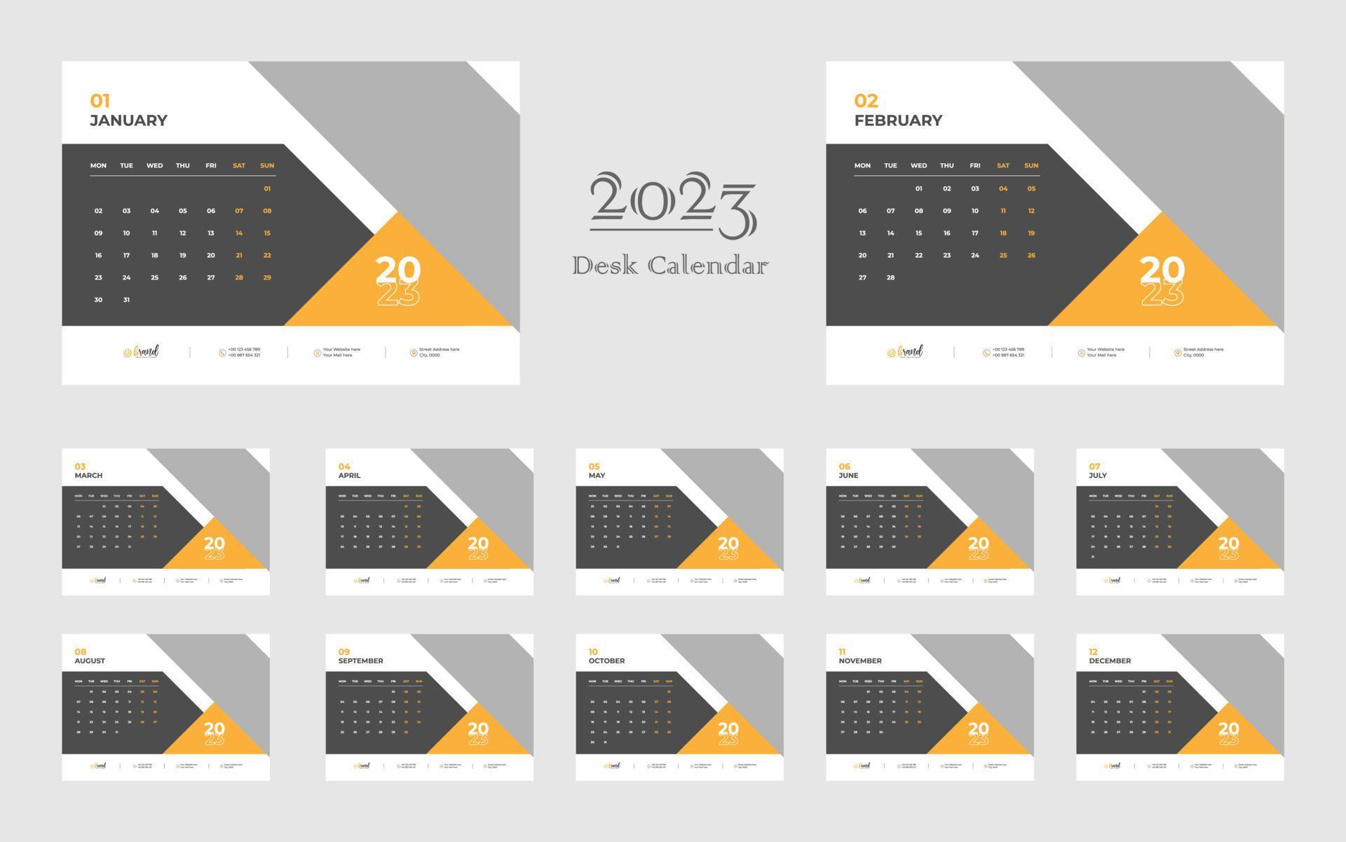 Desk Calendar 2023 Template 13440794 Vector Art at Vecteezy