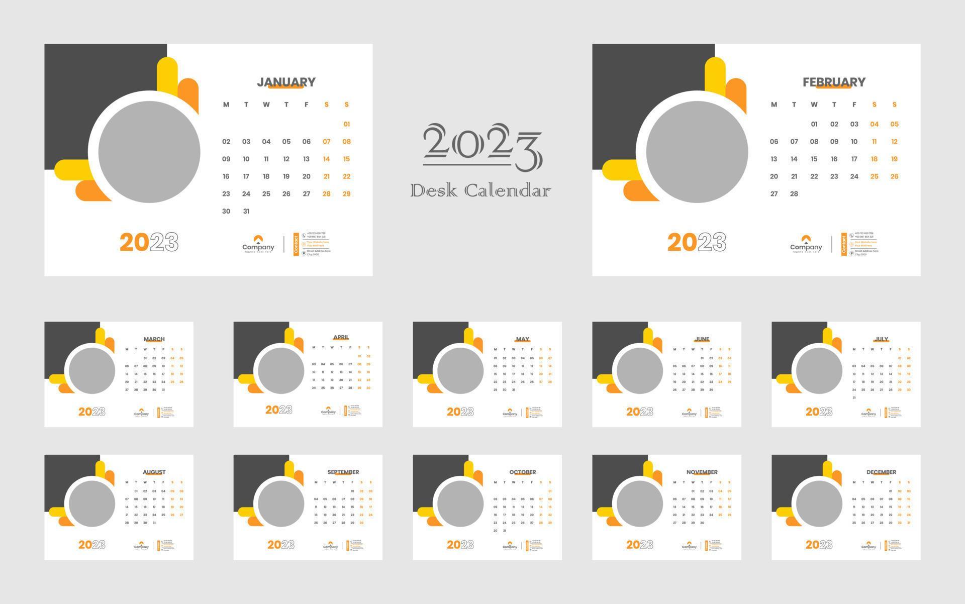 Desk Calendar 2023 Template 13440796 Vector Art at Vecteezy