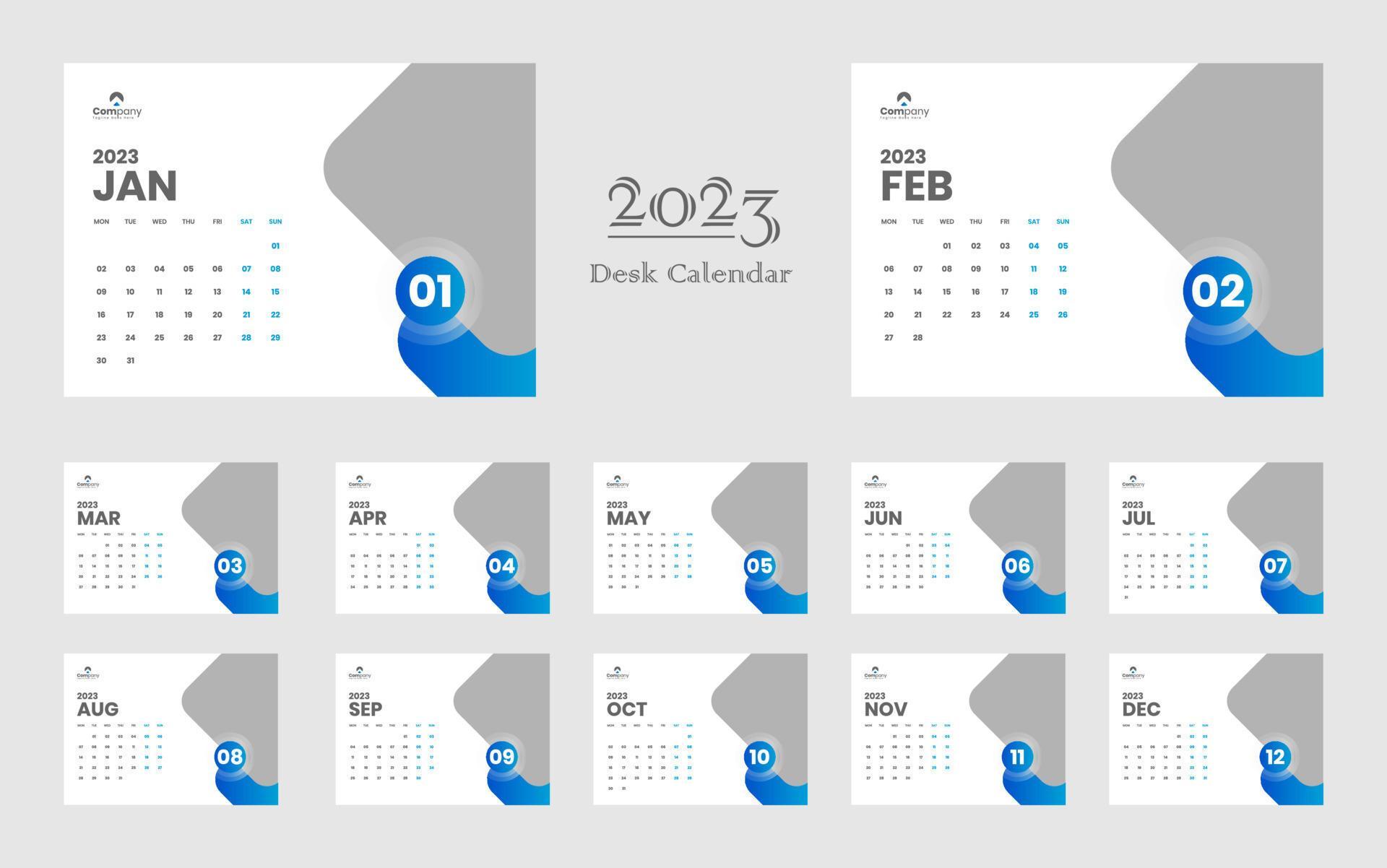 Desk Calendar 2023 Template 13440797 Vector Art at Vecteezy