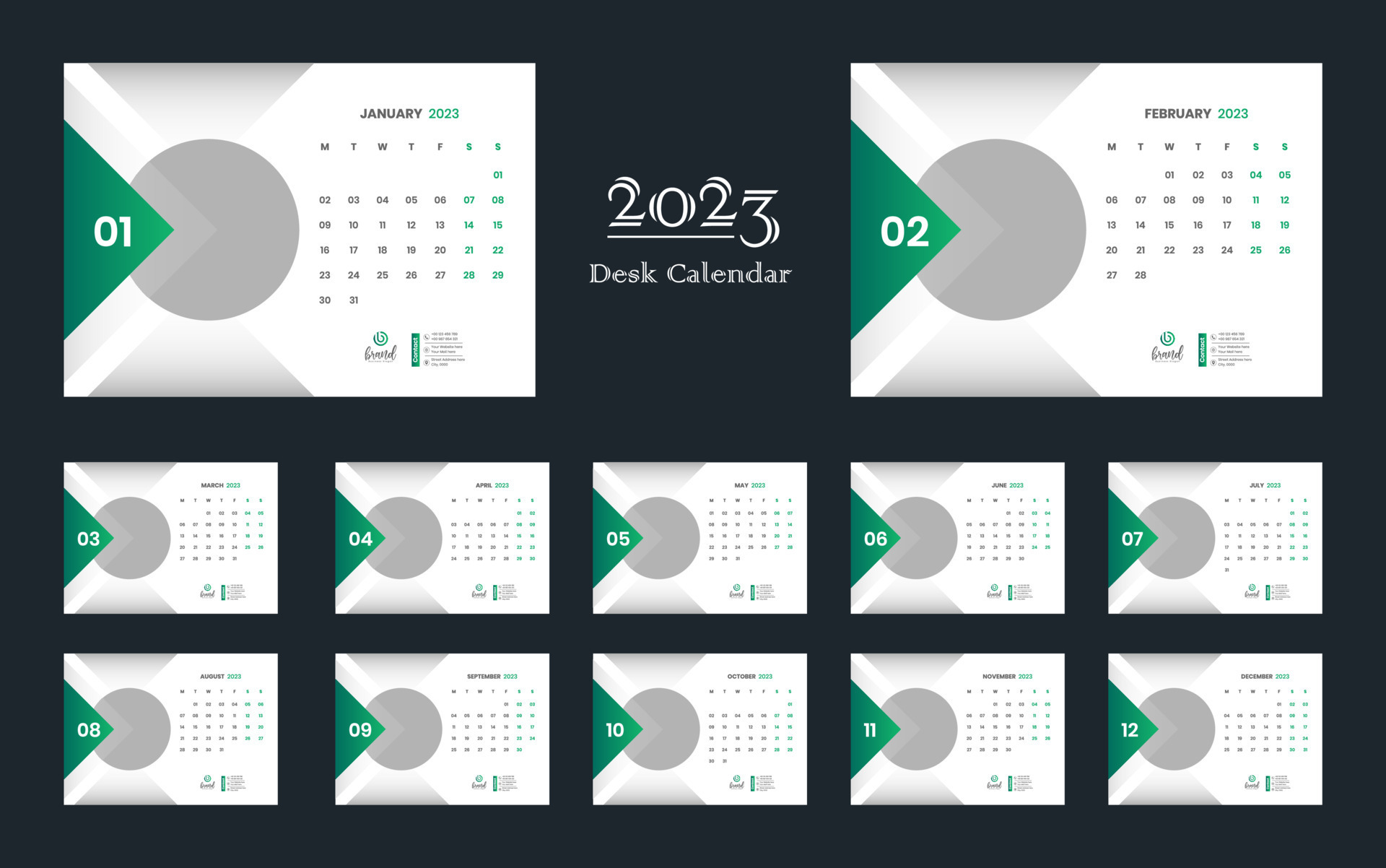 Desk Calendar 2023 Template 13440803 Vector Art at Vecteezy