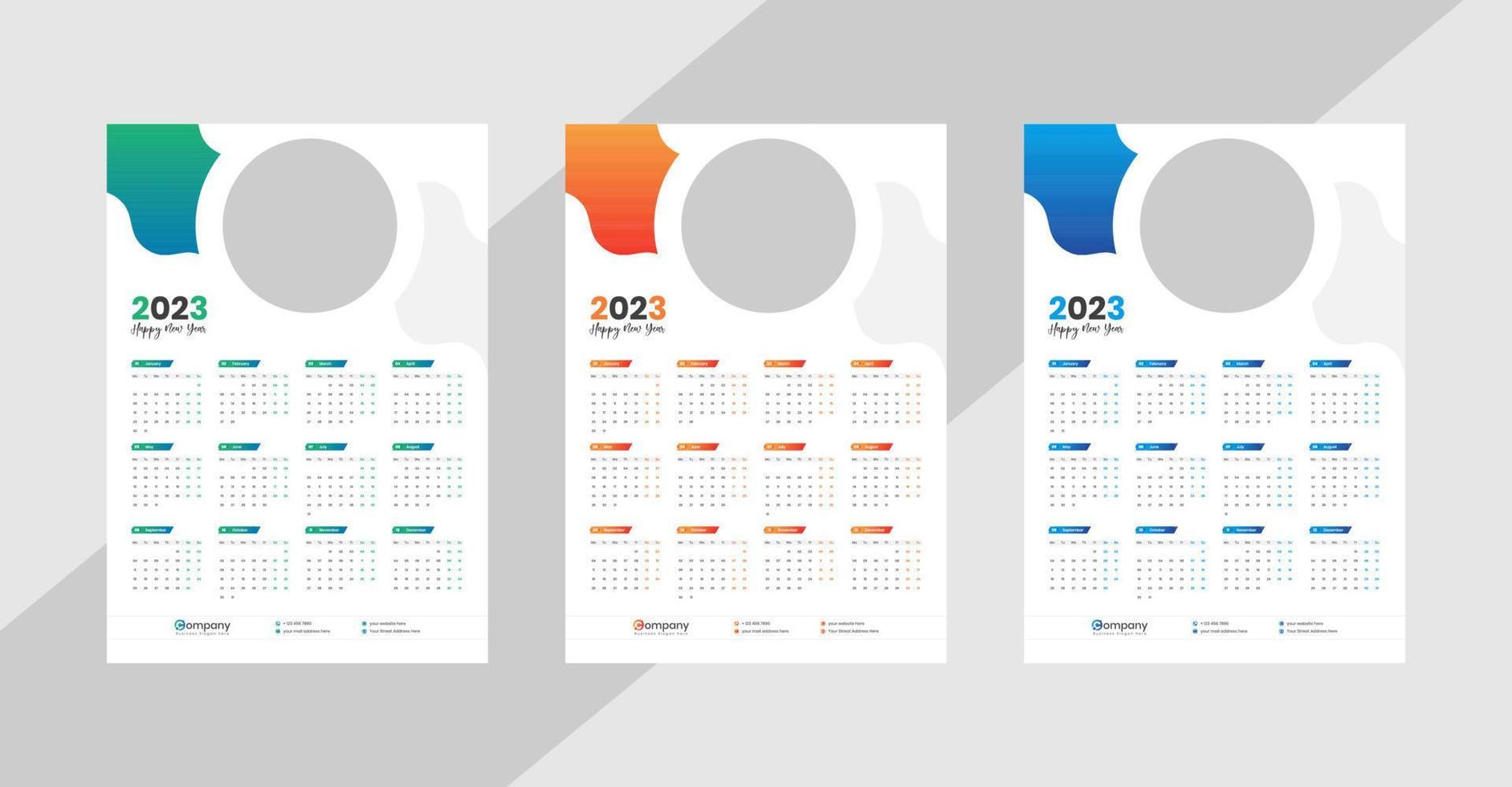 calendario de pared de una página 2023 vector