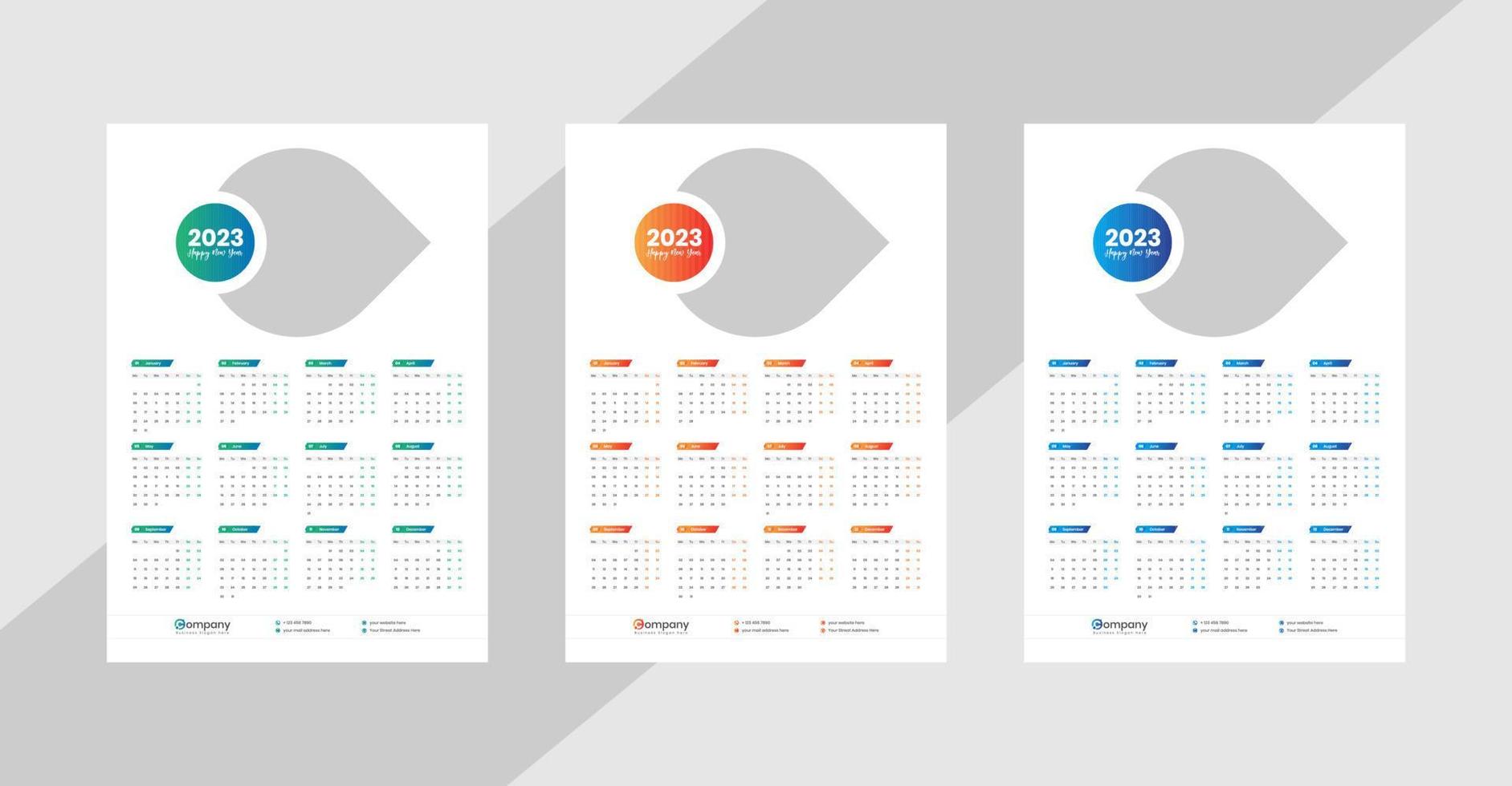 One Page Wall Calendar 2023 vector