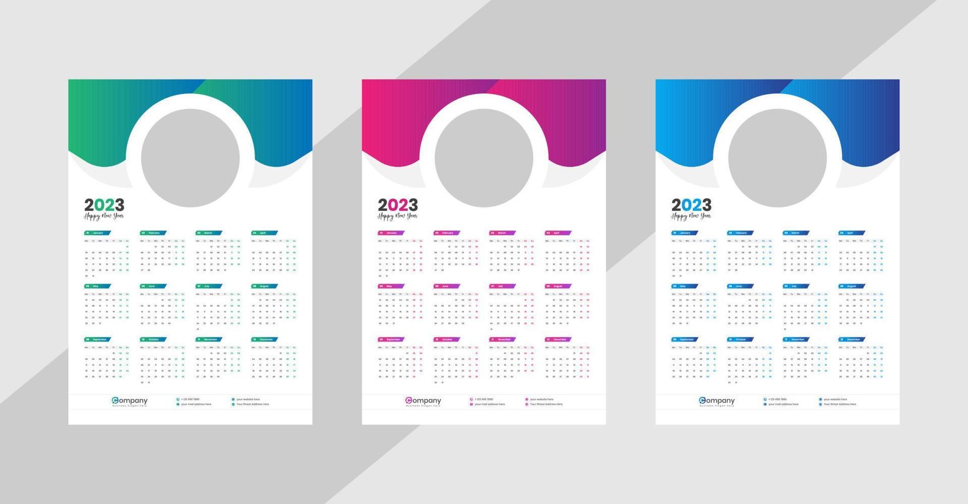 calendario de pared de una página 2023 vector