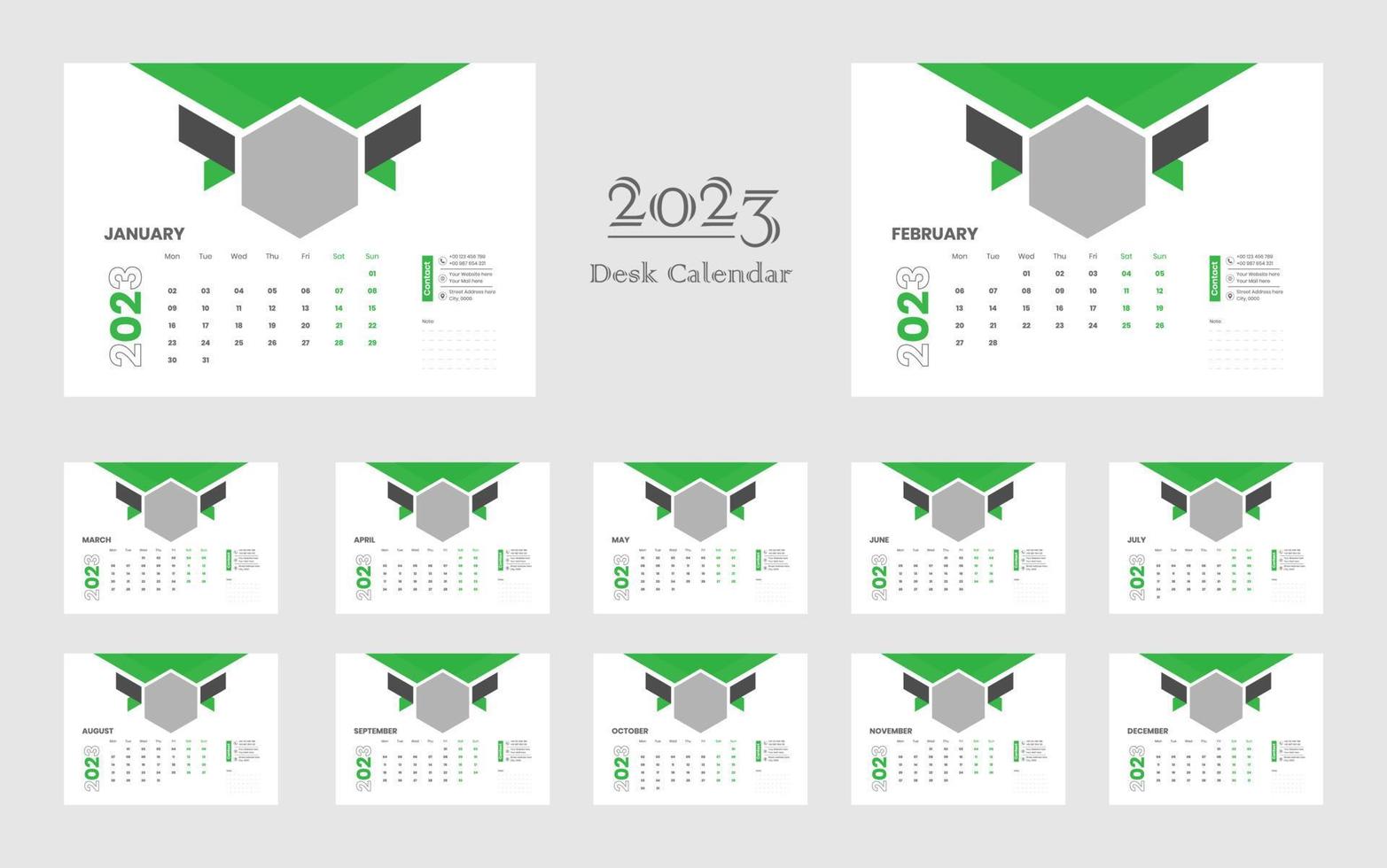 plantilla de calendario de escritorio 2023 vector