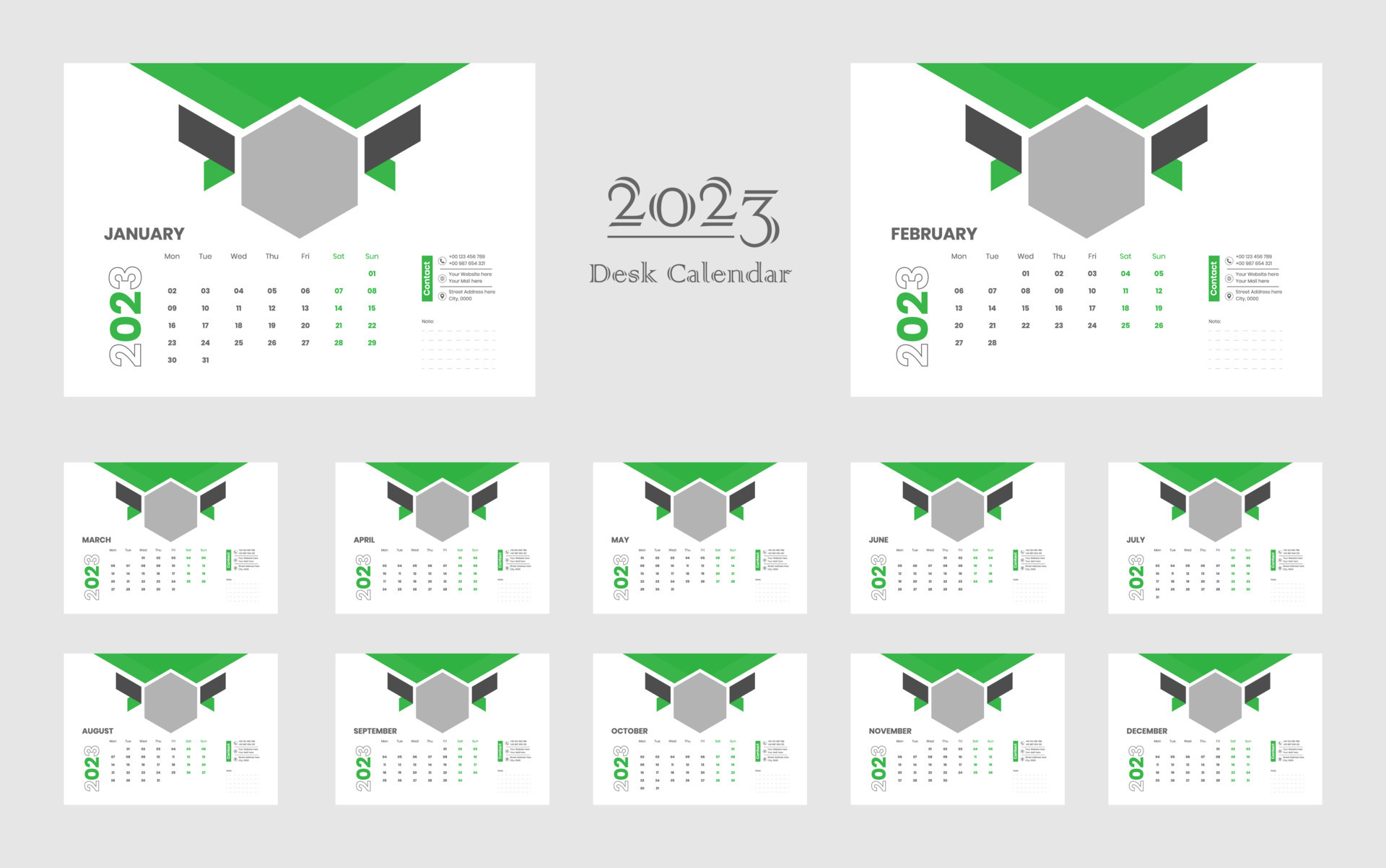 Desk Calendar 2023 Template 13440824 Vector Art at Vecteezy