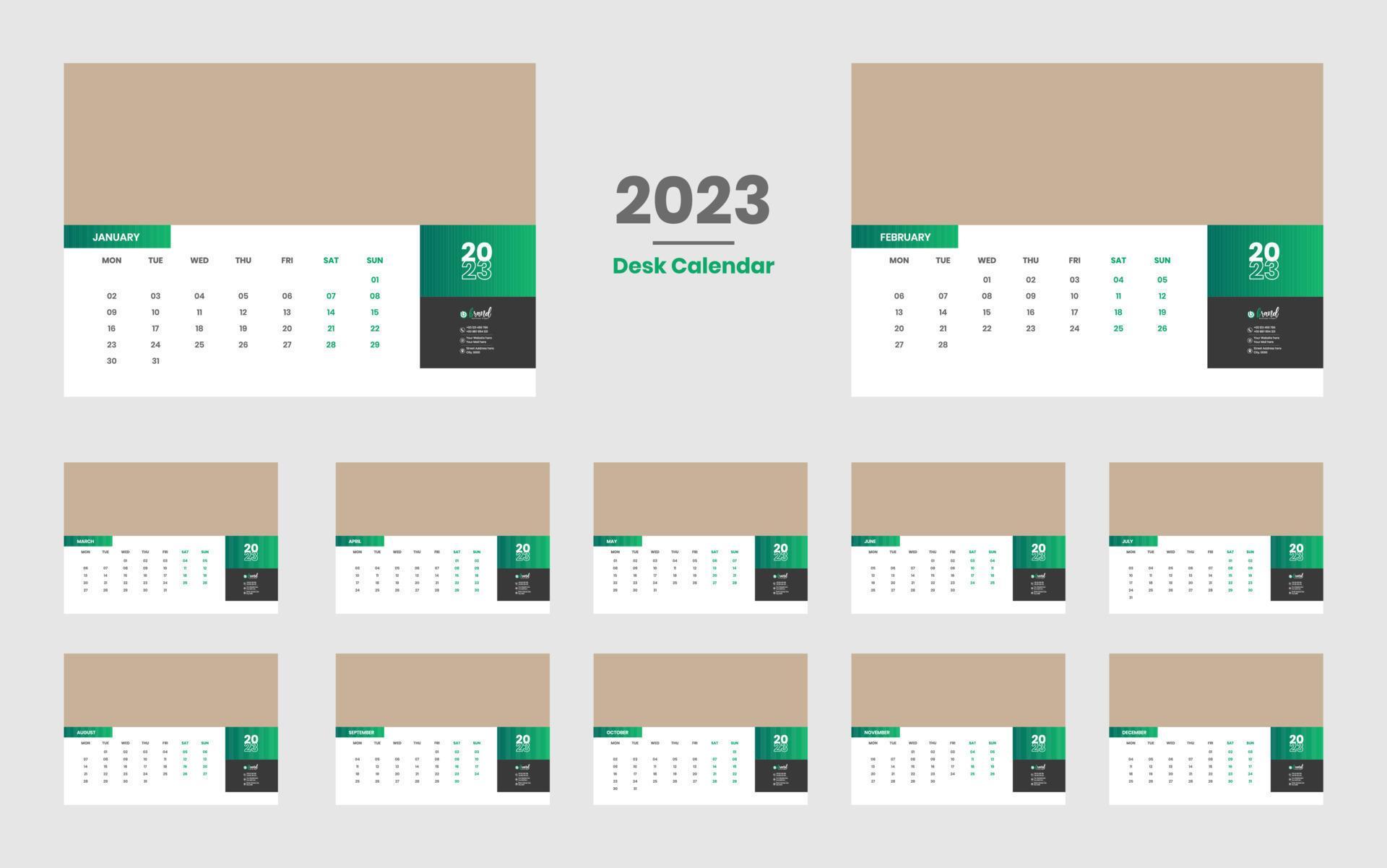 Desk Calendar 2023 Template 13440825 Vector Art at Vecteezy