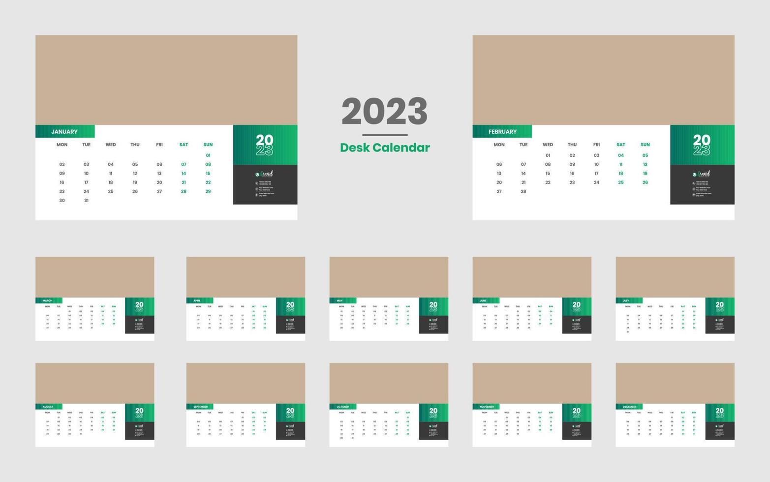 plantilla de calendario de escritorio 2023 vector