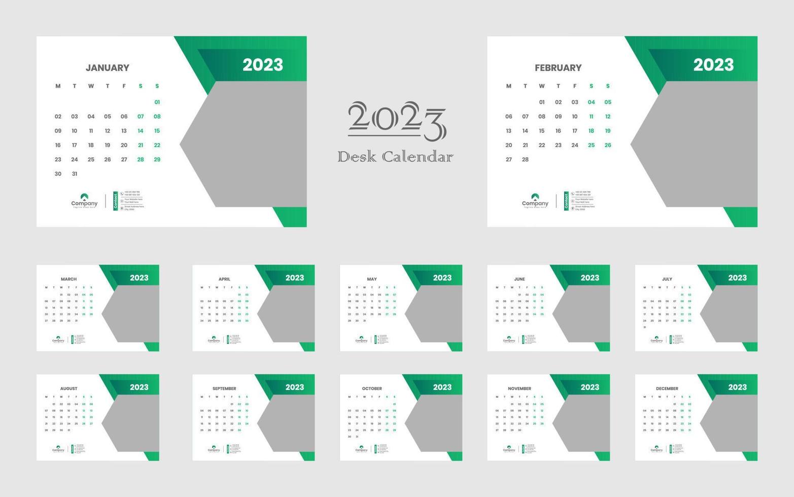 plantilla de calendario de escritorio 2023 vector